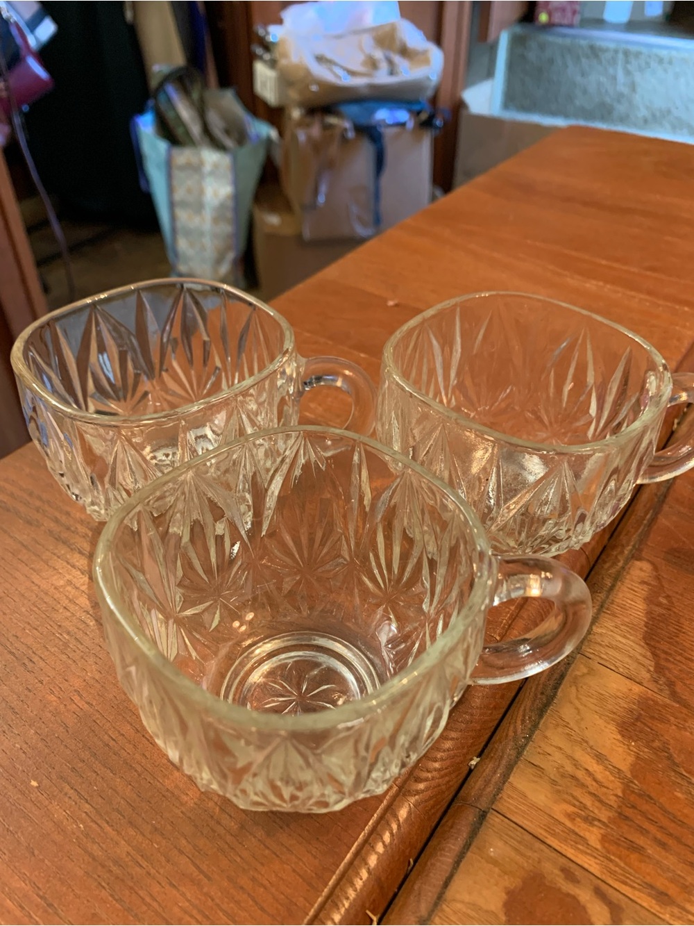 Vintage Williamsport by Hazelware Crystal Square Punch Cups Set 3 Replacements